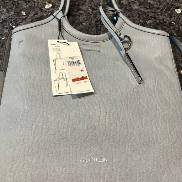 Blue Calvin Klein Satchel bag with handles and shoulder strap. - Picture 2 of 5